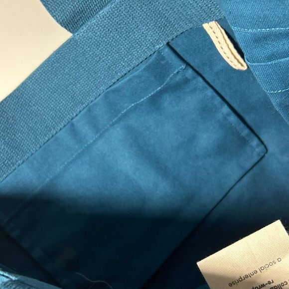 Barnes & Noble Canvas Tote Bag Teal Blue In collab with re-wrap - Picture 7 of 7